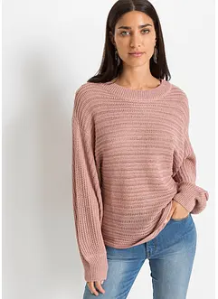 Oversize Lochstrick-Pullover, bonprix