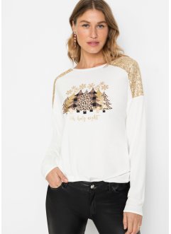 Oversize-Shirt mit Weihnachtsmotiv und schönen Pailletten, BODYFLIRT boutique