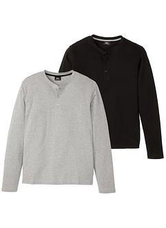 Henleyshirt (2er Pack), Langarm, bpc bonprix collection