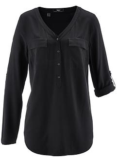 Bluse mit V-Ausschnitt, Langarm, bpc bonprix collection