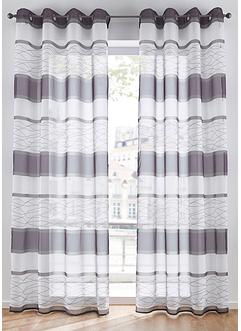 Transparente Gardine mit Querstreifen Druck (1er Pack), bpc living bonprix collection