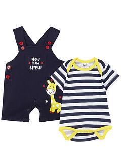 Baby Kurzarmbody + Latzhose (2-tlg.Set) Bio-Baumwolle, bpc bonprix collection