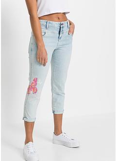 Boyfriend-Jeans mit Schmetterlings-Druck in 7/8-Länge, RAINBOW