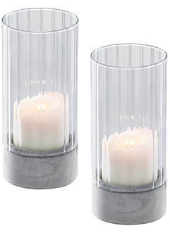 Kerzenhalter mit Glasaufsatz (2er Pack), bpc living bonprix collection