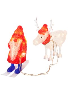 LED-Deko-Figur Weihnachtsmann mit Rentier, bpc living bonprix collection