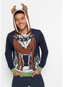 Kapuzen-Pullover mit Weihnachtsmotiv aus recyceltem Polyester, RAINBOW