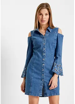 Jeanskleid mit Cut-Outs and Strasssteinen, bonprix