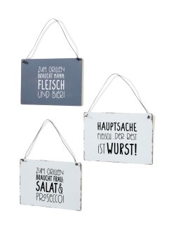 Deko-Objekt Schilder mit Grill-Sprüchen (3er Pack), bpc living bonprix collection