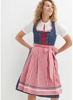 Dirndl in Jeansoptik mit Schürze, knieumspielend (2-tlg.Set), bonprix