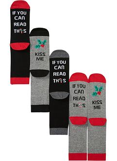 Weihnachtssocken (4er Pack) mit Spruch auf Sohle mit Bio-Baumwolle, bpc bonprix collection