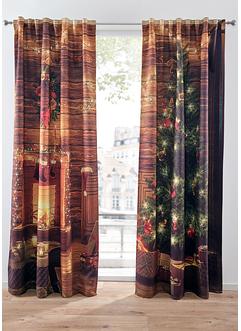 Verdunkelungsvorhang mit weihnachtlichem Druck (2er Pack), bpc living bonprix collection