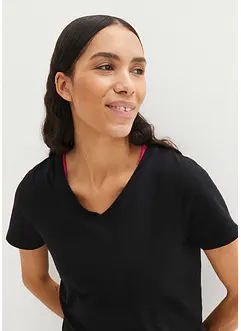 Essential T-Shirt mit V-Ausschnitt aus Bio-Baumwolle, seamless, bonprix