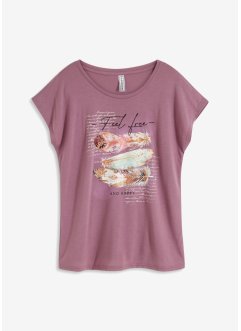 T-Shirt mit Federdruck, RAINBOW