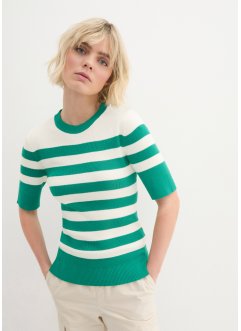 Pullover mit Streifen, halbarm, bpc bonprix collection