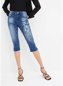 Capri Jeans Mid Waist, Schmetterlingsdruck, bonprix