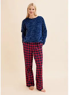 Fleece Pyjama mit Flanellhose, bonprix