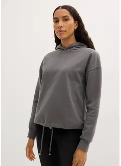 Sweatshirt mit Kapuze und Kordelzug am Saum, bonprix