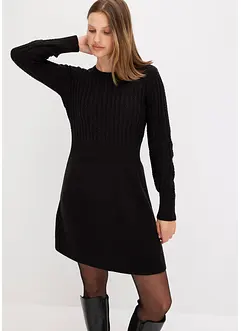 Ausgestelltes Strickkleid mit Zopfmuster, bonprix