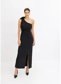 One-Shoulder-Kleid mit Detail aus Kunstfedern, bonprix
