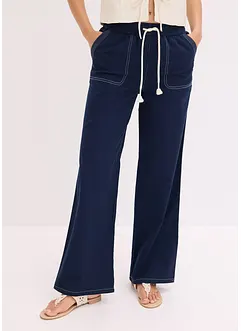 Hose mit Kordel und Kontrastnähten aus leichtem Twill, bonprix