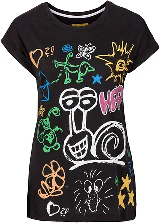 T-Shirt in schwarz von vorne - bonprix