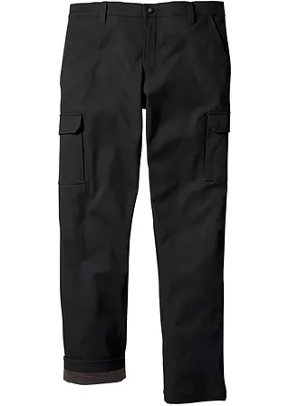 Regular Fit Stretch-Thermo-Cargohose, Straight in schwarz von vorne - bonprix