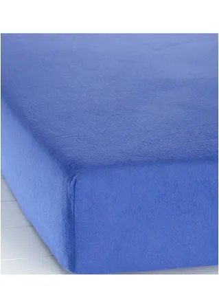 Biber Spannbettlaken in blau von vorne - bpc living bonprix collection