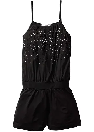 Mädchen Jumpsuit mit Nieten in schwarz von vorne - bonprix