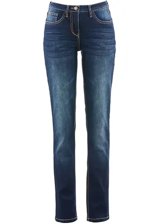 Straight Jeans Mid Waist, Stretch in blau von vorne - bonprix