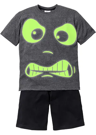 Shorty (2-tlg. Set) "GLOW IN THE DARK" in grau von vorne - bonprix