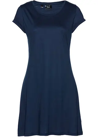 Shirtkleid aus Bio-Baumwolle, Kurzarm in blau von vorne - bonprix