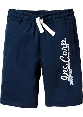 Sweat-Bermuda aus reiner Baumwolle in blau von vorne - bonprix