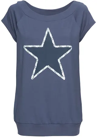 Shirt mit Sternenprint in blau - bonprix