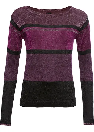 Feinstrickpullover mit Glitzergarn in lila von vorne - bonprix