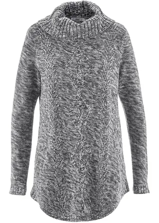 Poncho-Longpullover, Langarm in grau - bonprix