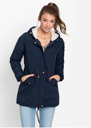 Parka mit Teddy-Futter in blau von vorne (im Anschnitt) - bonprix