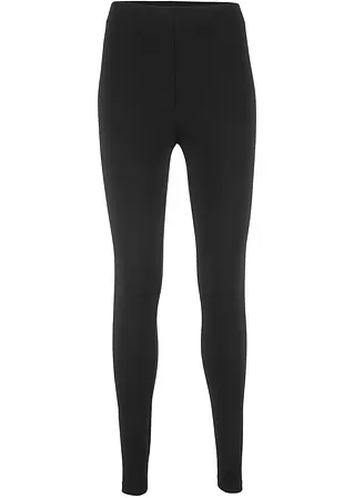 Baumwoll-Leggings mit elastischem Komfortbund in schwarz von vorne - bonprix