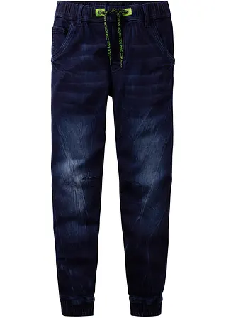Regular Fit Sweat-Jeans, Tapered in blau von vorne - bonprix