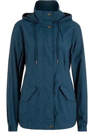 Sehr leichte Übergangsjacke mit Kapuze in blau von vorne - bonprix