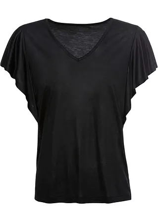 Shirt aus softer Viskose in schwarz von vorne - bonprix