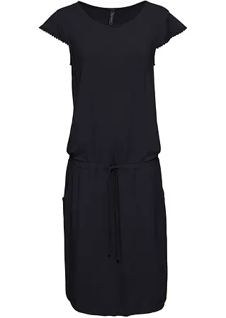 Midi-Jerseykleid aus nachhaltiger Viskose mit Elasthan in schwarz von vorne - bonprix