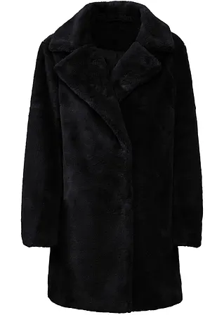 Kuschel-Longjacke aus Fellimitat in schwarz von vorne - bonprix