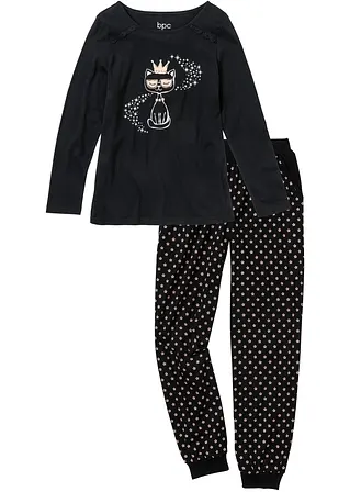Pyjama in schwarz von vorne - bonprix