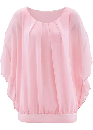 Chiffon- Tunika mit Untertop in rosa von vorne - bonprix