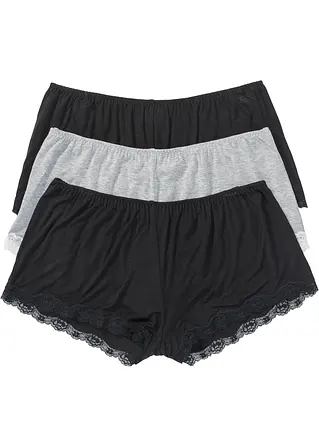 Lockere Viskose Boxer (3er Pack) in schwarz von vorne - bonprix