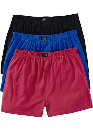 Lockere Jersey Boxershorts (3er Pack) in schwarz von vorne - bonprix