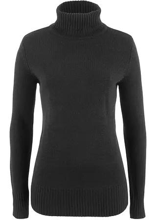 Basic Rollkragenpullover in schwarz von vorne - bonprix
