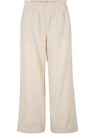 Leinen-Culotte, wadenlang in beige von vorne - bonprix