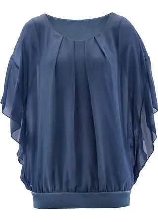 Chiffon- Tunika mit Untertop in blau von vorne - bonprix