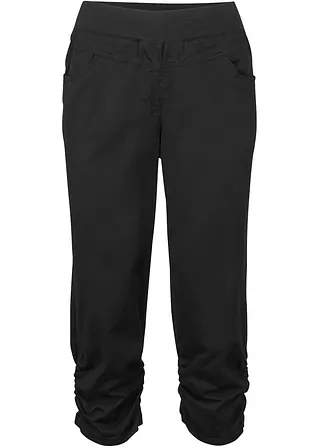 Capri-Hose aus Baumwoll-Mix mit Bequembund in schwarz von vorne - bonprix